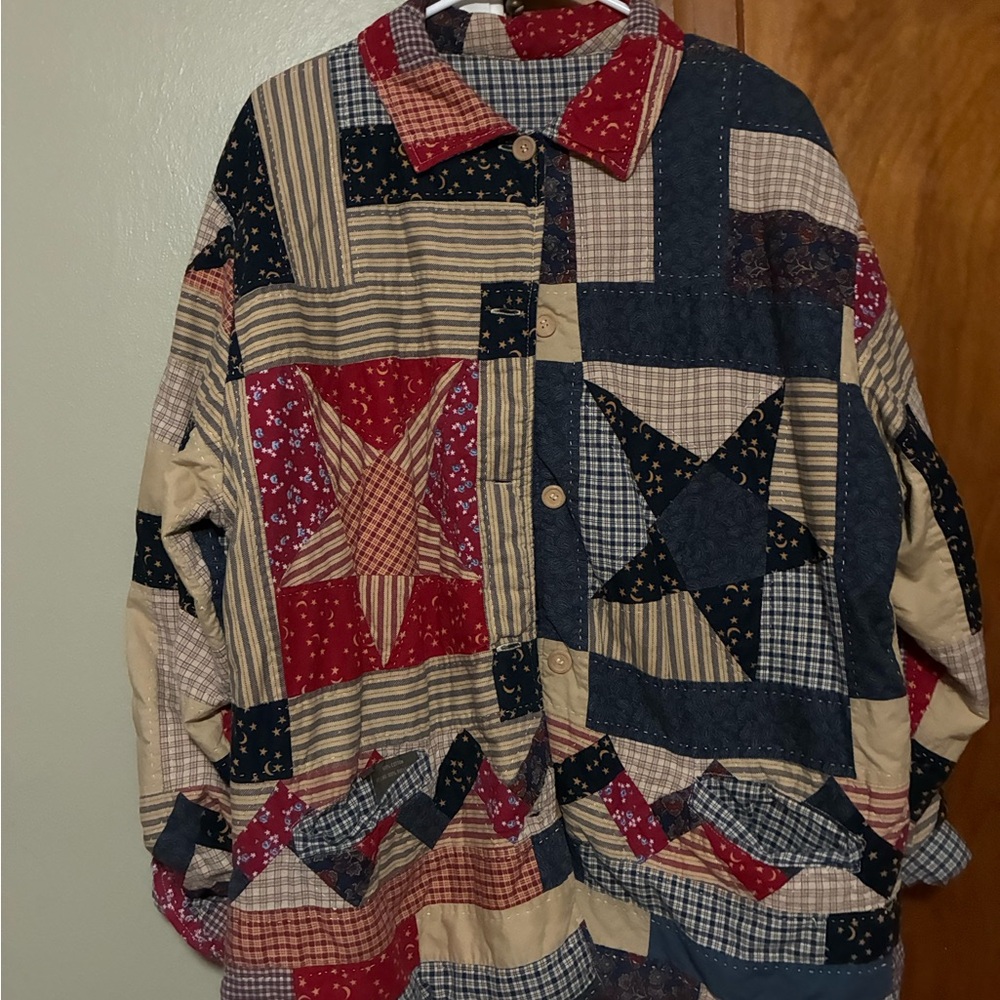 Patchwork Star Patterned Quilt Jacket - image 2